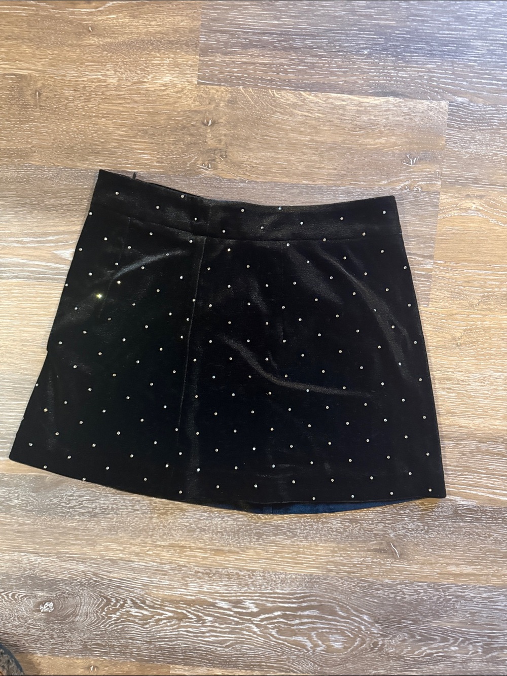 Nanette Lepore Black Velvet Mini Skirt with Silver Studs